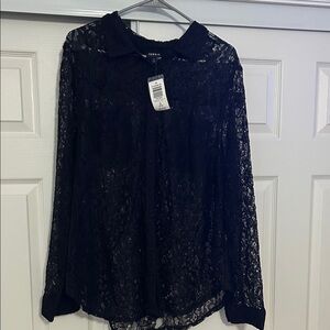 NWT Torrid Black Lace Blouse